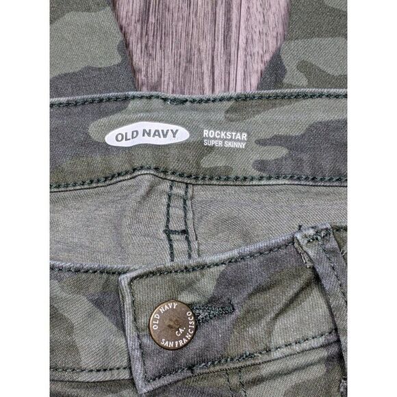 (3/$35) Old Navy Womens Size 4 Camouflage Camo Rockstar Olive Green Skinny Jeans - Picture 4 of 10